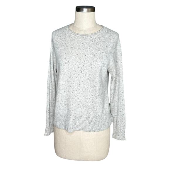 MADEWELL Donegal Roll Trim Cashmere Pullover Sweater Ash Gray Speckled Size Med - Picture 1 of 5